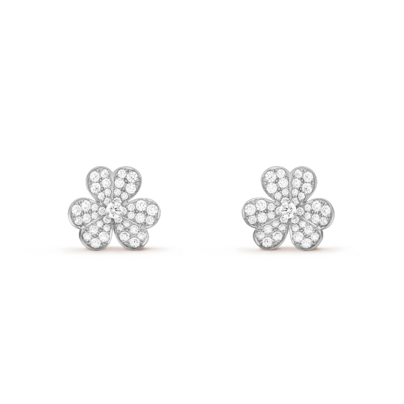 [Vintora]BOUCLES D'OREILLES FRIVOLE FLEUR ARGENTÉE DIAMANT