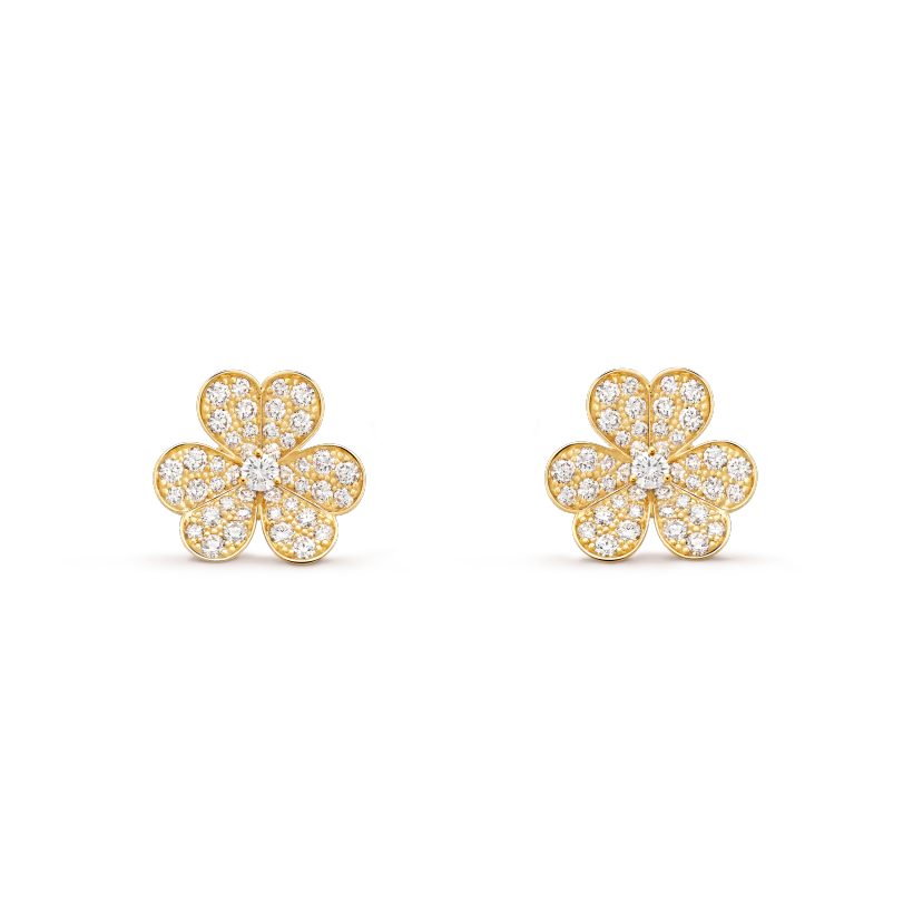 [Vintora]BOUCLES D'OREILLES FRIVOLE OR FLEUR DIAMANT
