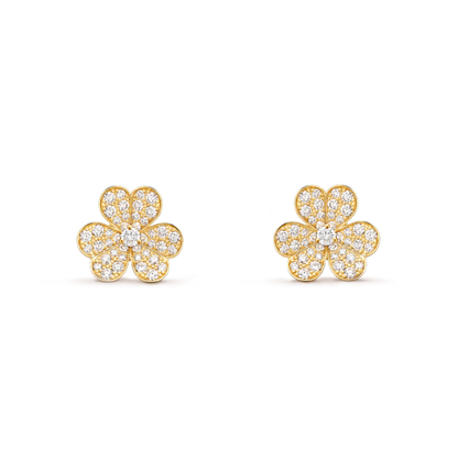 [Vintora]BOUCLES D'OREILLES FRIVOLE OR FLEUR DIAMANT