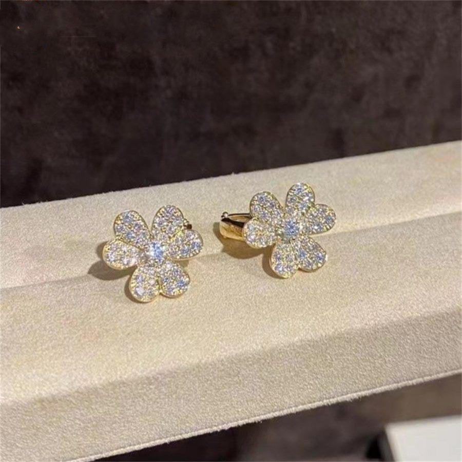 [Vintora]BOUCLES D'OREILLES FRIVOLE OR FLEUR DIAMANT