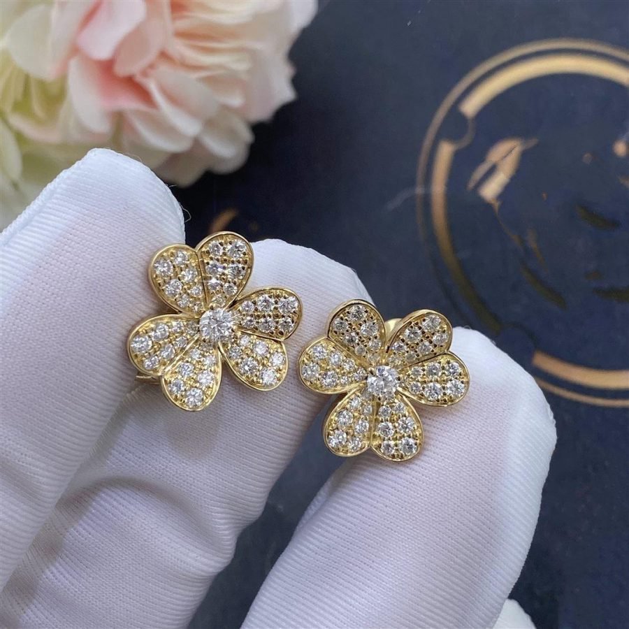 [Vintora]BOUCLES D'OREILLES FRIVOLE OR FLEUR DIAMANT
