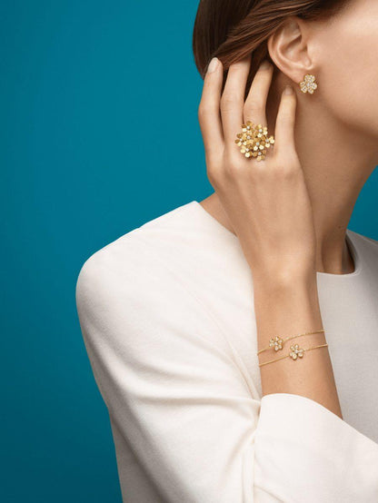 [Vintora]BOUCLES D'OREILLES FRIVOLE OR FLEUR DIAMANT