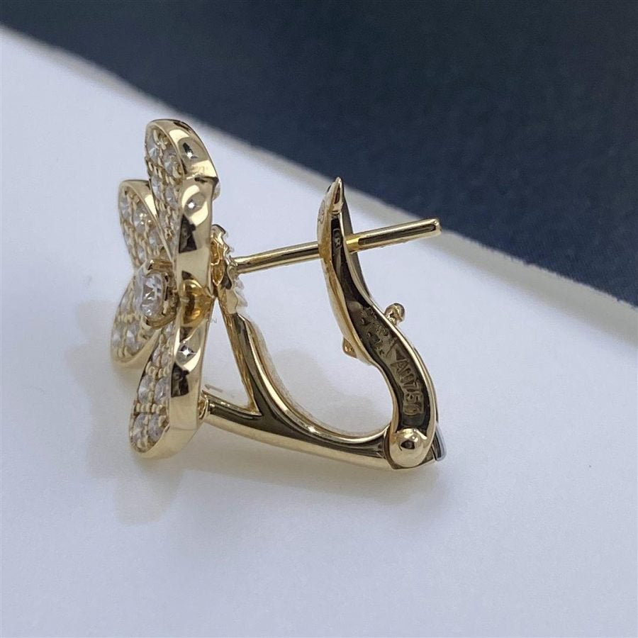 [Vintora]BOUCLES D'OREILLES FRIVOLE OR FLEUR DIAMANT