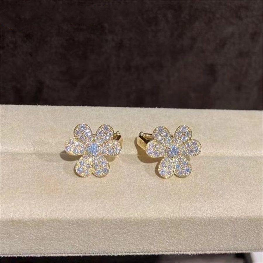 [Vintora]BOUCLES D'OREILLES FRIVOLE OR FLEUR DIAMANT