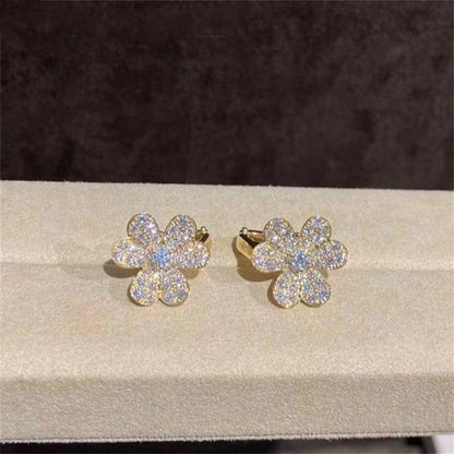 [Vintora]BOUCLES D'OREILLES FRIVOLE OR FLEUR DIAMANT