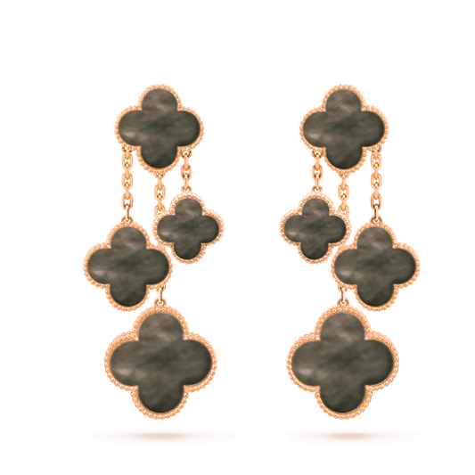 [Vintora]CLOVER EARRINGS DARK MOP 4 MOTIFS ROSE GOLD