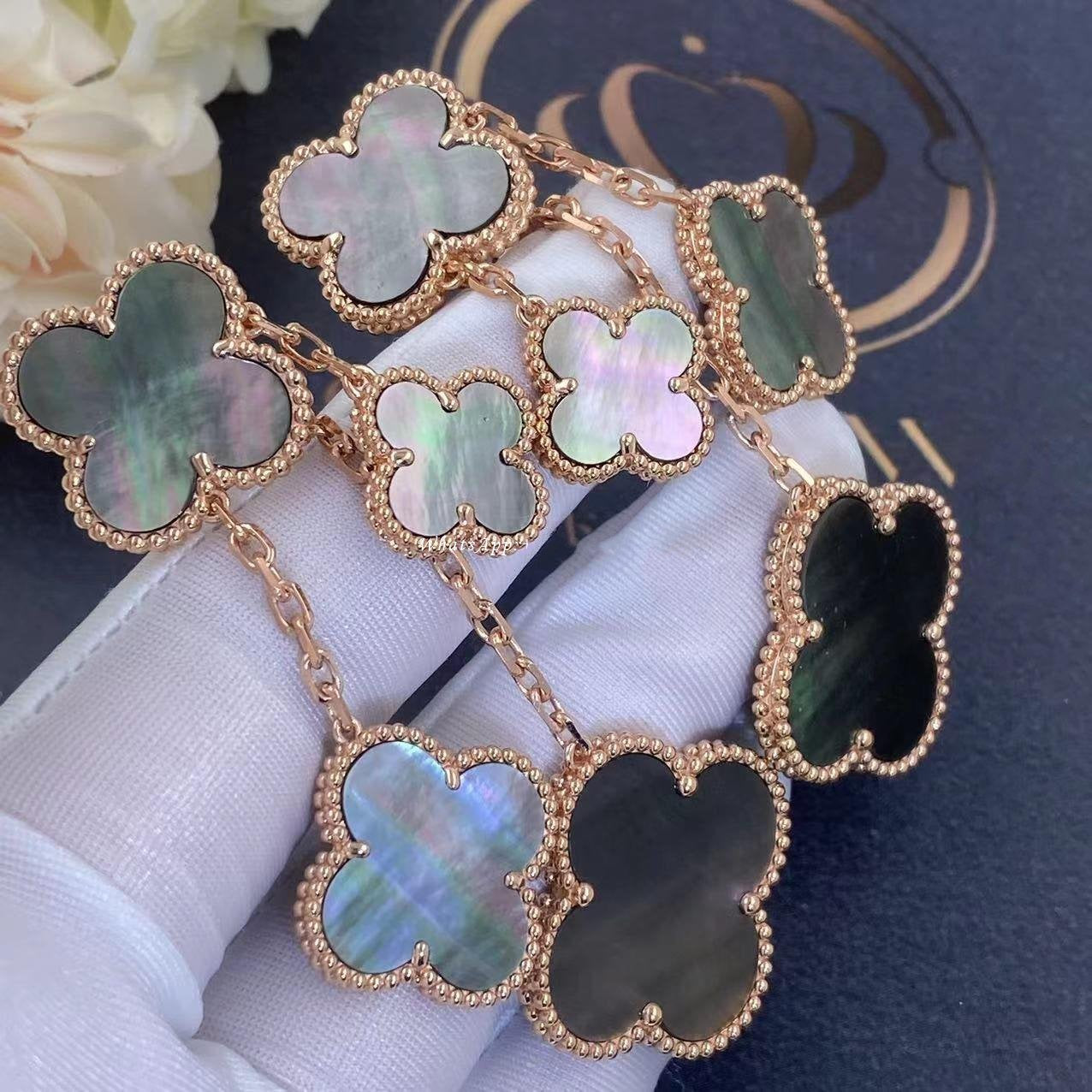 [Vintora]CLOVER EARRINGS DARK MOP 4 MOTIFS ROSE GOLD