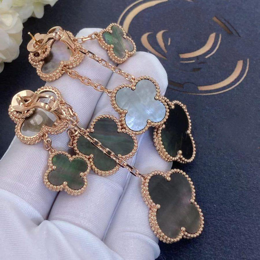 [Vintora]CLOVER EARRINGS DARK MOP 4 MOTIFS ROSE GOLD
