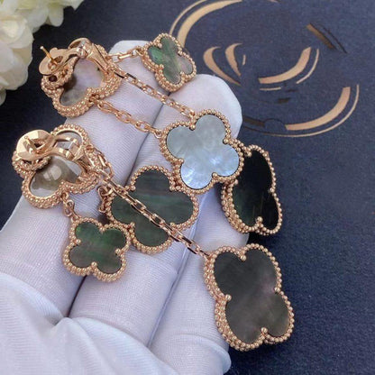 [Vintora]CLOVER EARRINGS DARK MOP 4 MOTIFS ROSE GOLD