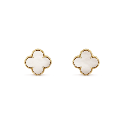 [Vintora]CLOVER MEDIUM 1 MOTIFS  WHITE MOP STUD EARRINGS
