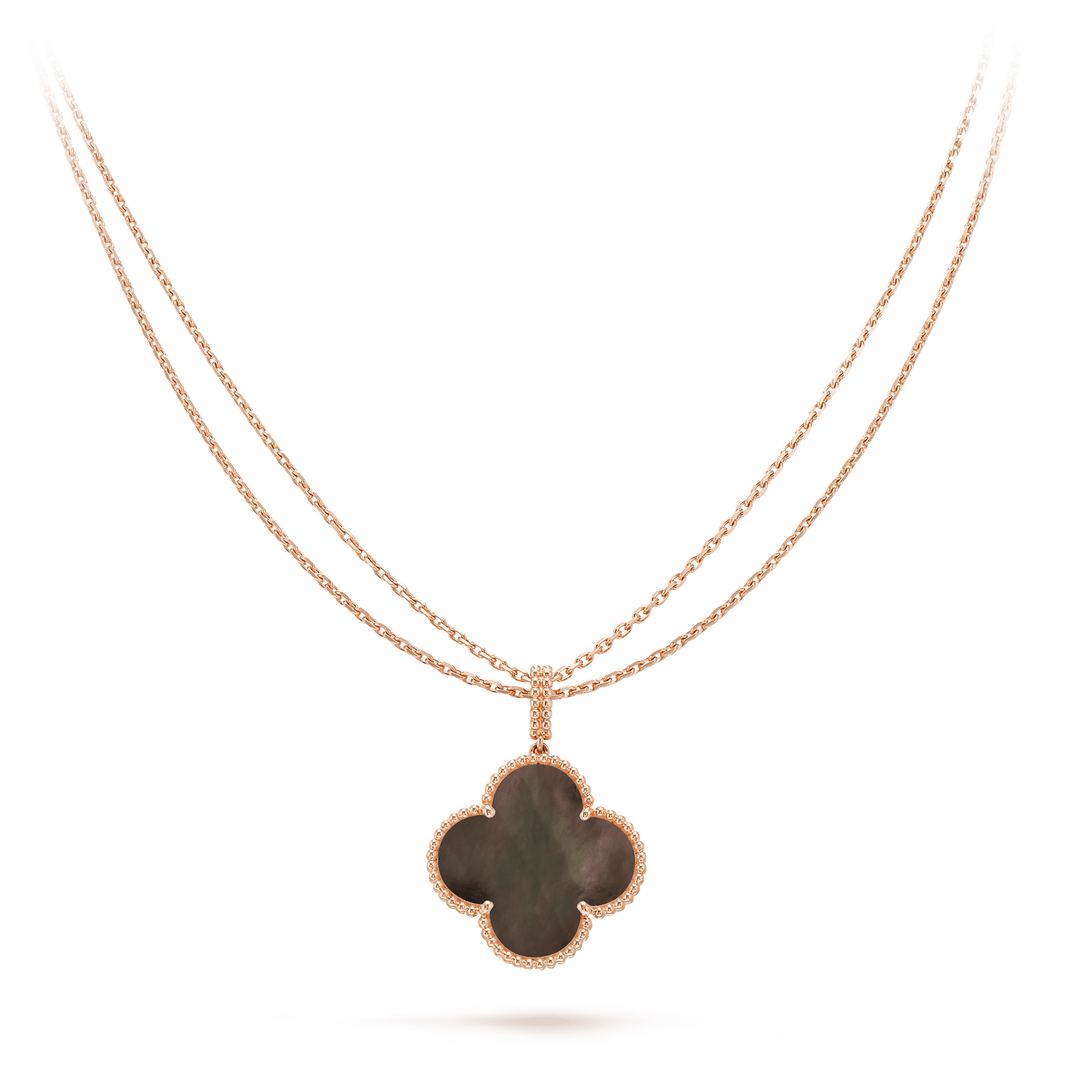 [Vintora]COLLIER GRAND TRÈFLE CLOVER 25 MM EN OR ET NACRE NOIRE