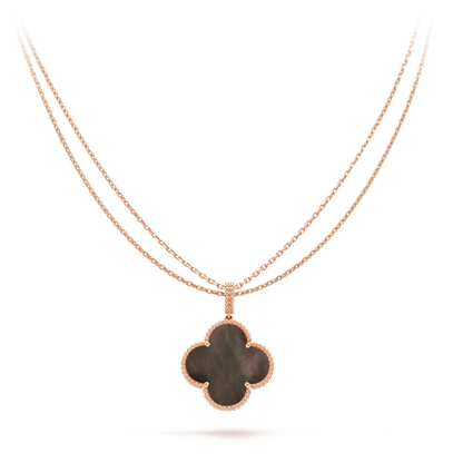 [Vintora]COLLIER GRAND TRÈFLE CLOVER 25 MM EN OR ET NACRE NOIRE