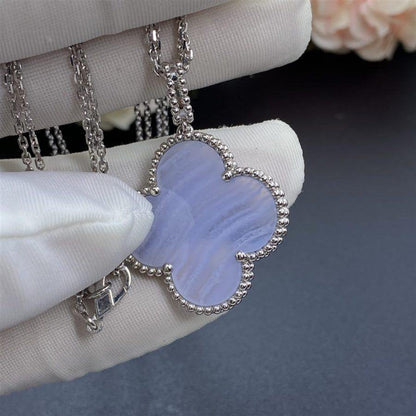 [Vintora]COLLIER TRÈFLE ARGENT CHALCEDOINE GRAND TRÈFLE