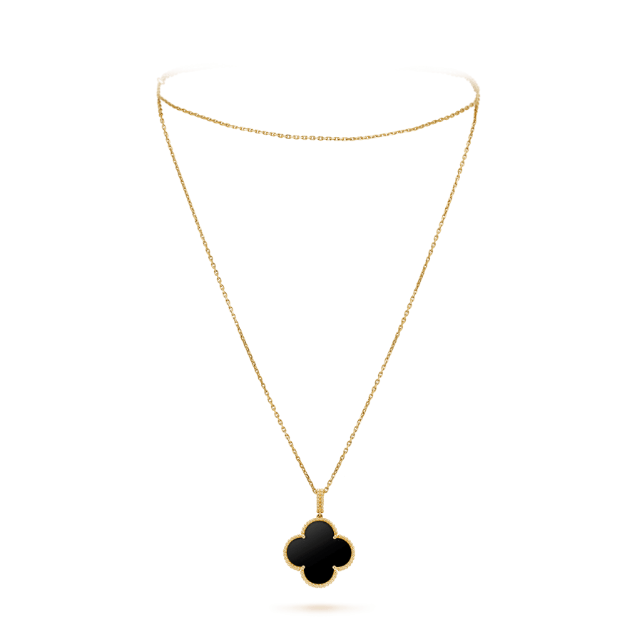 [Vintora]COLLIER GRAND TRÈFLE 25 MM ONYX OR CLOVER