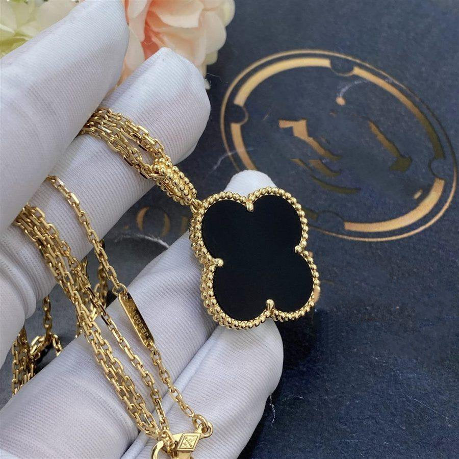 [Vintora]COLLIER GRAND TRÈFLE 25 MM ONYX OR CLOVER