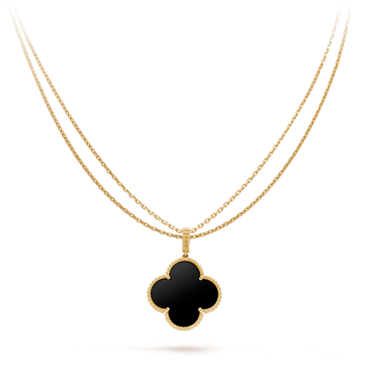 [Vintora]COLLIER GRAND TRÈFLE 25 MM ONYX OR CLOVER