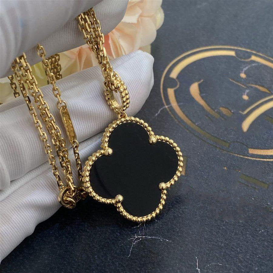 [Vintora]COLLIER GRAND TRÈFLE 25 MM ONYX OR CLOVER