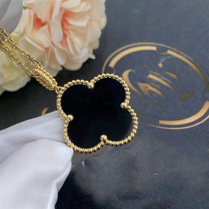 [Vintora]COLLIER GRAND TRÈFLE 25 MM ONYX OR CLOVER