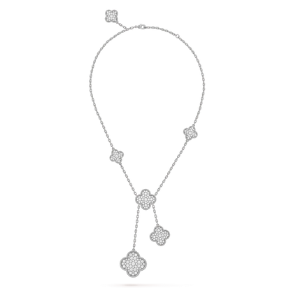 [Vintora]COLLIER TRÈFLE 5 MOTIFS ARGENT DIAMANTS