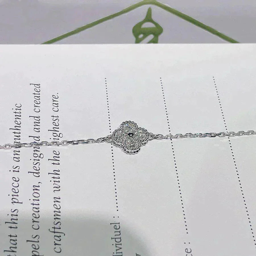 [Vintora]BRACELET CLOVER FLEUR UNIQUE ARGENT