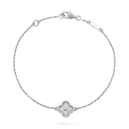 [Vintora]BRACELET CLOVER FLEUR UNIQUE ARGENT
