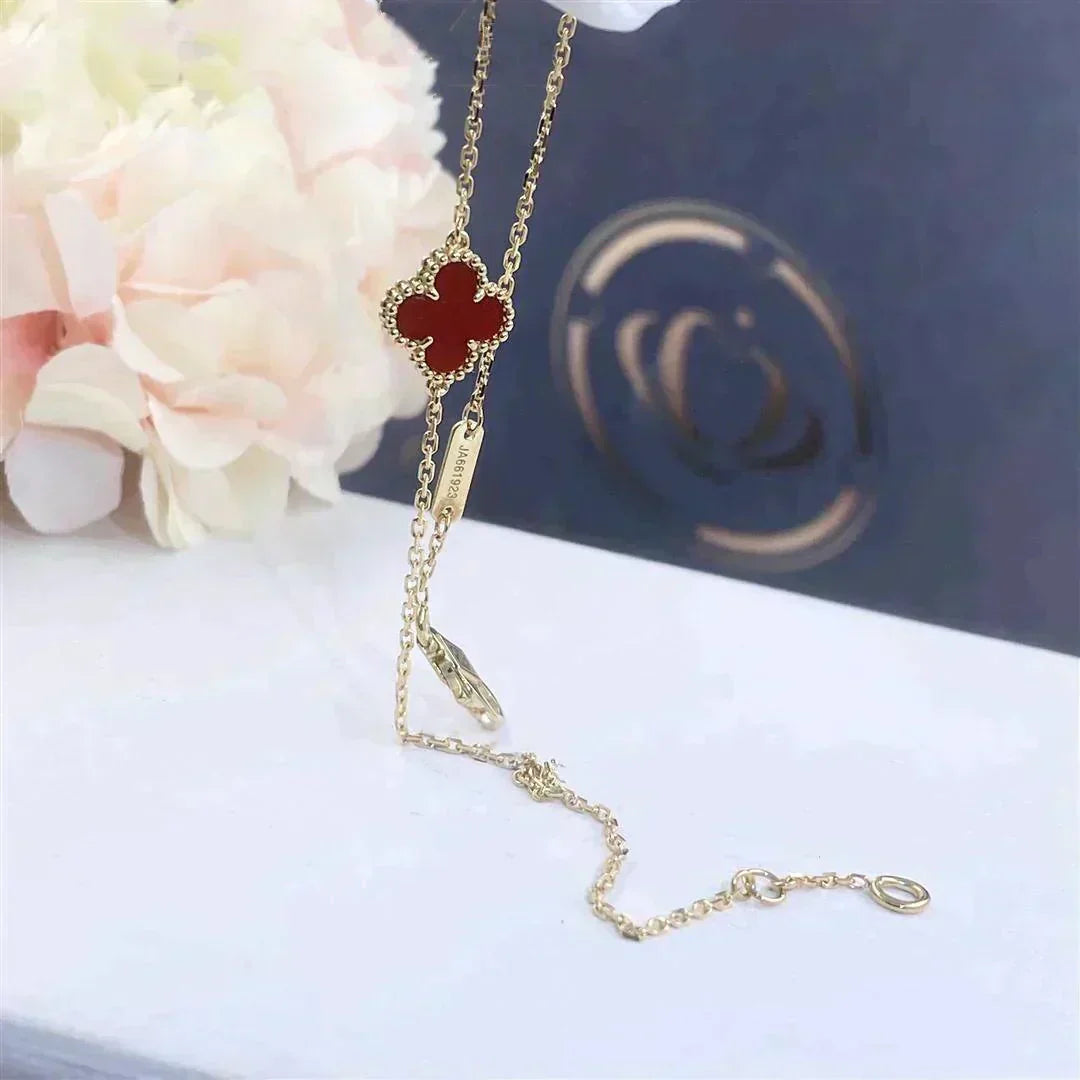 [Vintora]BRACELET CLOVER FLEUR UNIQUE CORNALINE