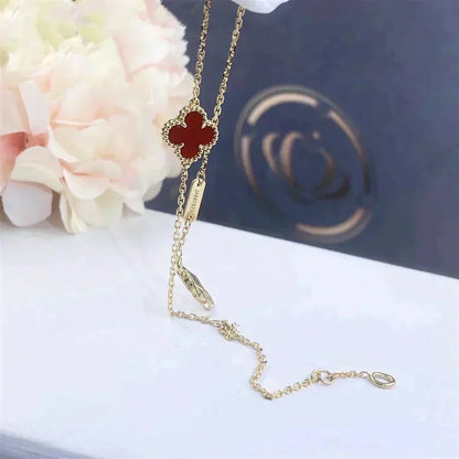 [Vintora]BRACELET CLOVER FLEUR UNIQUE CORNALINE