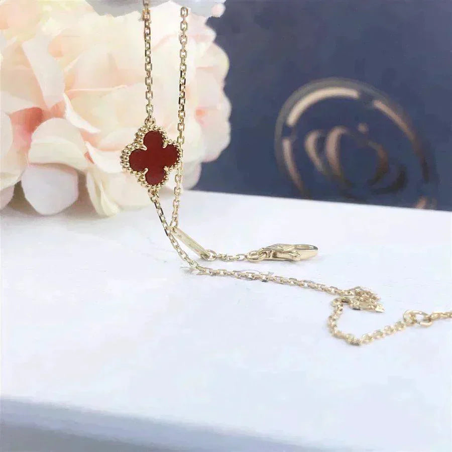 [Vintora]BRACELET CLOVER FLEUR UNIQUE CORNALINE