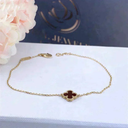 [Vintora]BRACELET CLOVER FLEUR UNIQUE CORNALINE