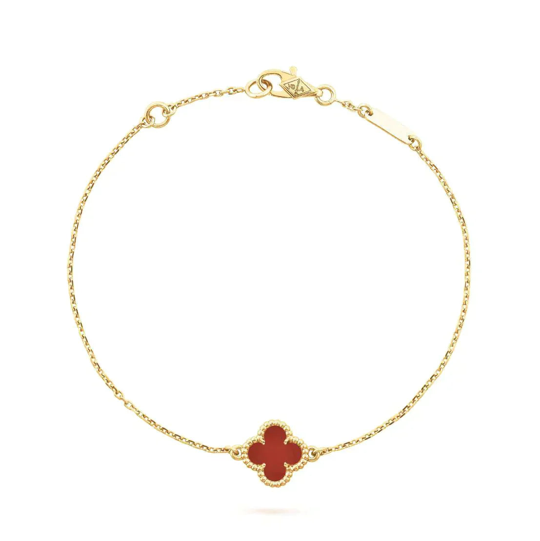 [Vintora]BRACELET CLOVER FLEUR UNIQUE CORNALINE