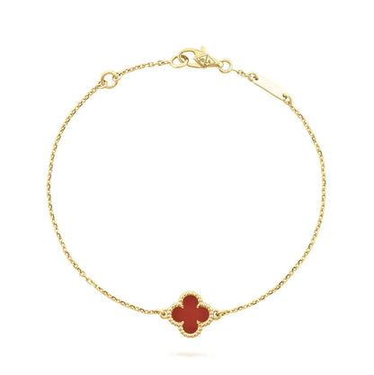 [Vintora]BRACELET CLOVER FLEUR UNIQUE CORNALINE
