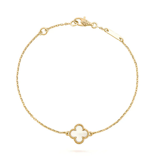 [Vintora]CLOVER WHITE MOP SINGLE FLOWER BRACELET