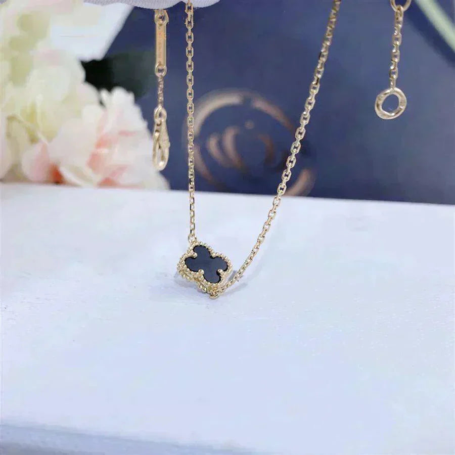 [Vintora]BRACELET CLOVER ONYX FLEUR SIMPLE