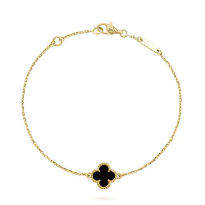[Vintora]BRACELET CLOVER ONYX FLEUR SIMPLE