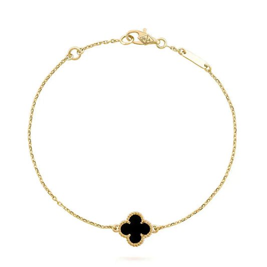 [Vintora]CLOVER ONYX SINGLE FLOWER BRACELET