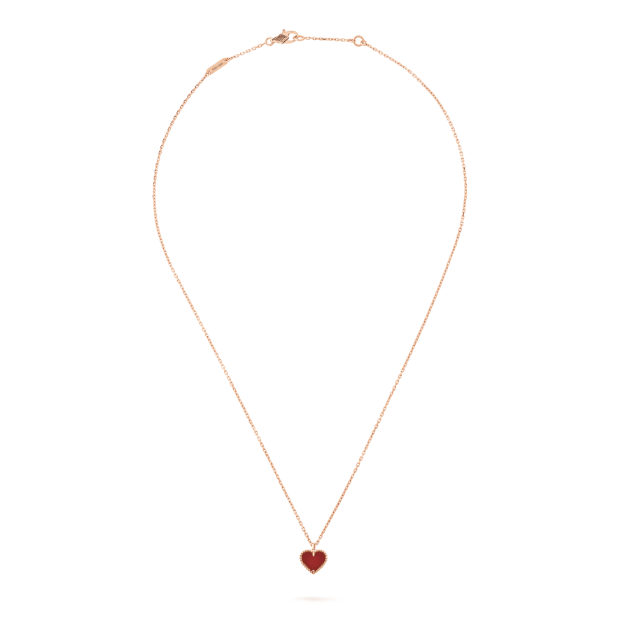 [Vintora]COLLIER COEUR EN CORNALINE TRÈFLE D'INDE