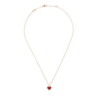 [Vintora]COLLIER COEUR EN CORNALINE TRÈFLE D'INDE
