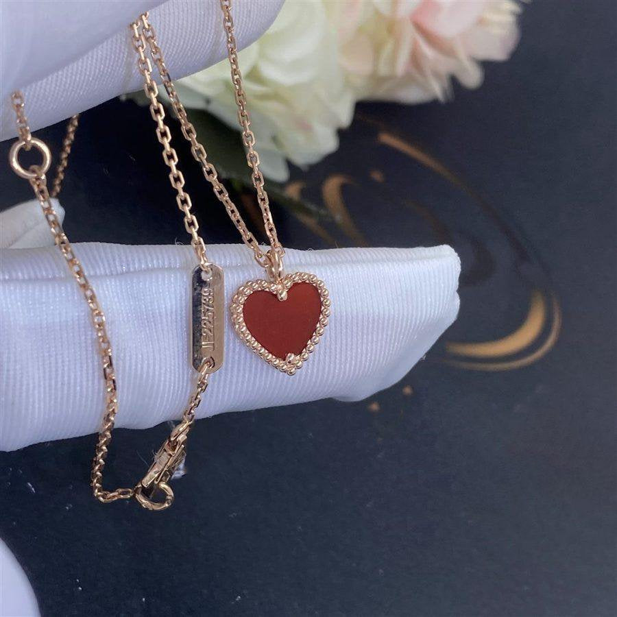 [Vintora]COLLIER COEUR EN CORNALINE TRÈFLE D'INDE