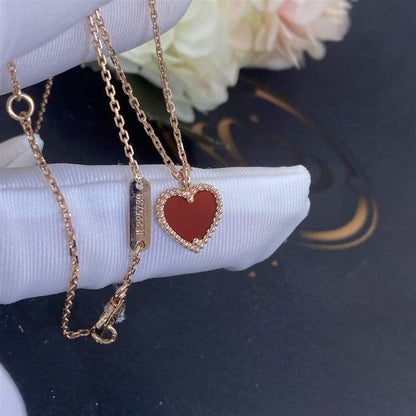 [Vintora]COLLIER COEUR EN CORNALINE TRÈFLE D'INDE