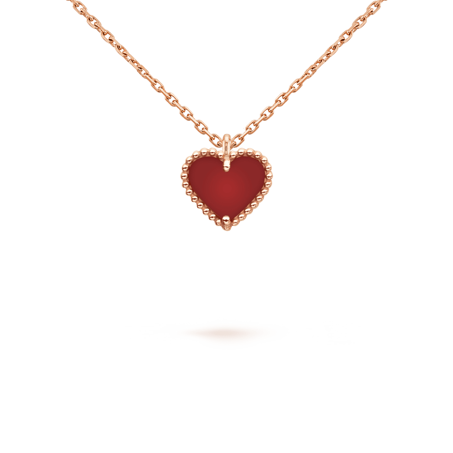 [Vintora]COLLIER COEUR EN CORNALINE TRÈFLE D'INDE