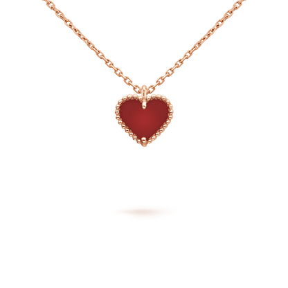 [Vintora]COLLIER COEUR EN CORNALINE TRÈFLE D'INDE