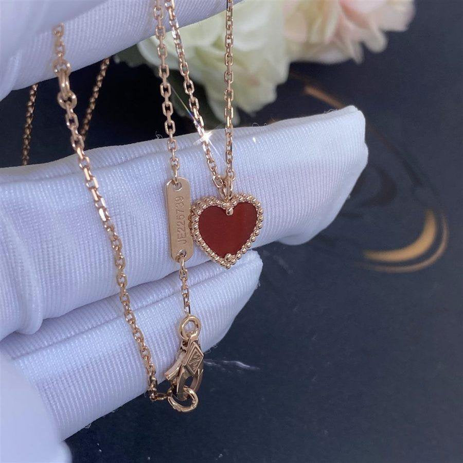 [Vintora]COLLIER COEUR EN CORNALINE TRÈFLE D'INDE