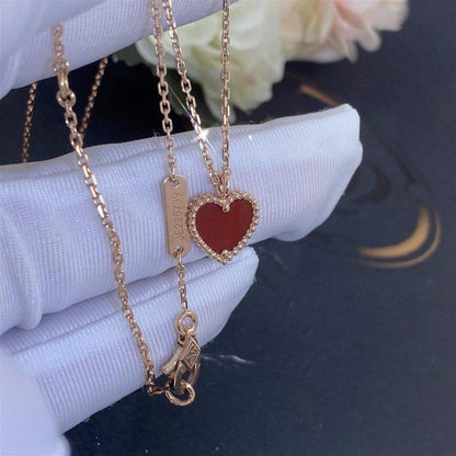 [Vintora]COLLIER COEUR EN CORNALINE TRÈFLE D'INDE