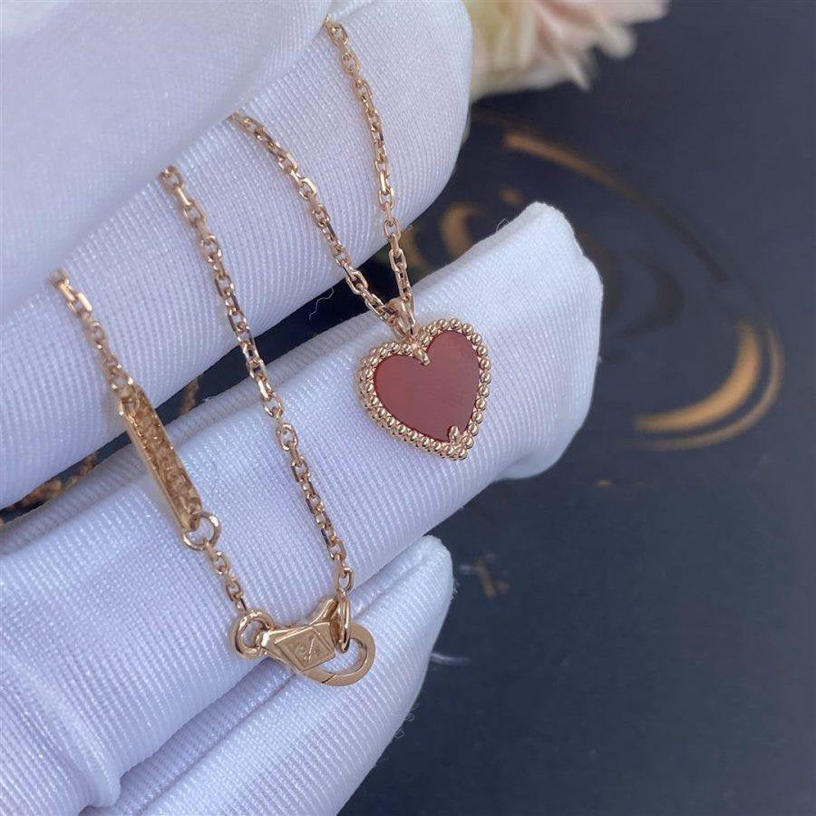 [Vintora]COLLIER COEUR EN CORNALINE TRÈFLE D'INDE