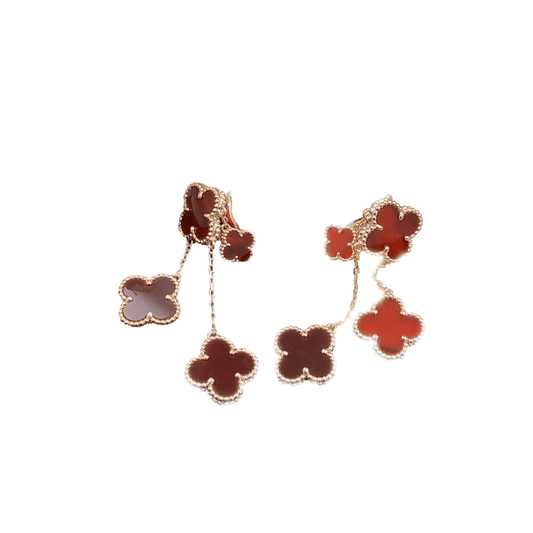 [Vintora]CLOVER EARRINGS CARNELIAN 4 MOTIFS PINK GOLD