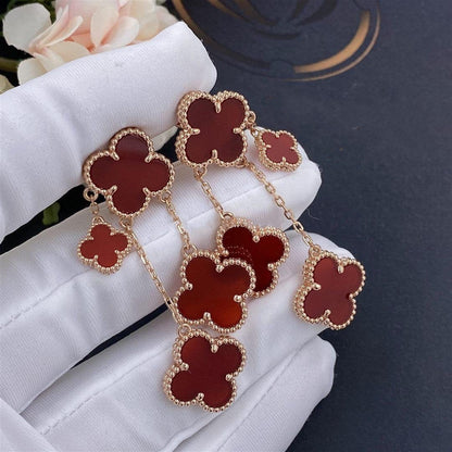 [Vintora]CLOVER EARRINGS CARNELIAN 4 MOTIFS PINK GOLD
