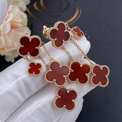 [Vintora]CLOVER EARRINGS CARNELIAN 4 MOTIFS PINK GOLD