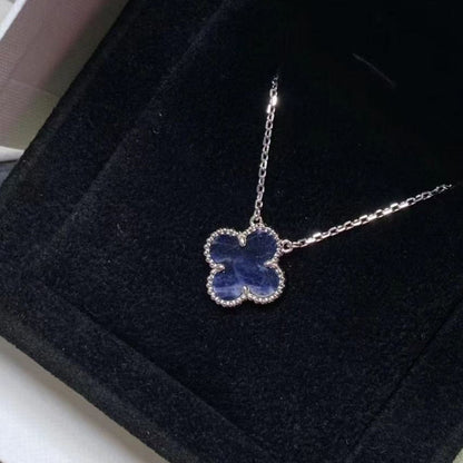 [Vintora]COLLIER TRÈFLE 15MM PIETERSITE ARGENT