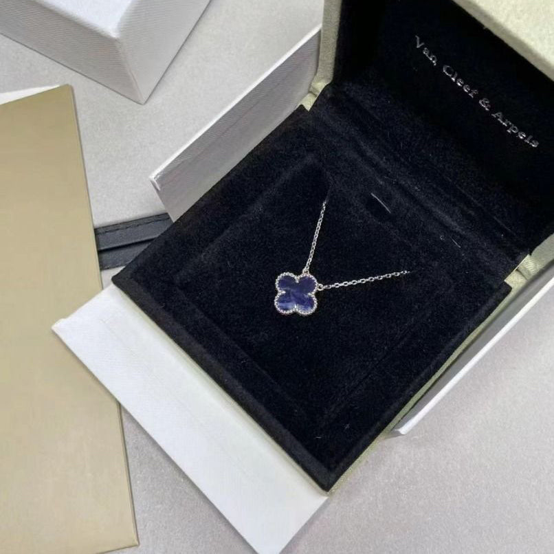 [Vintora]COLLIER TRÈFLE 15MM PIETERSITE ARGENT