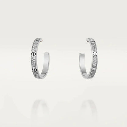[Vintora]LOVE DIAMOND SILVER HOOP EARRINGS